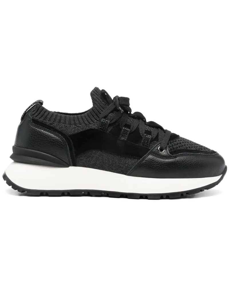 Doucal´s Sneakers mit Kontrasteinsätzen - Schwarz Schwarz