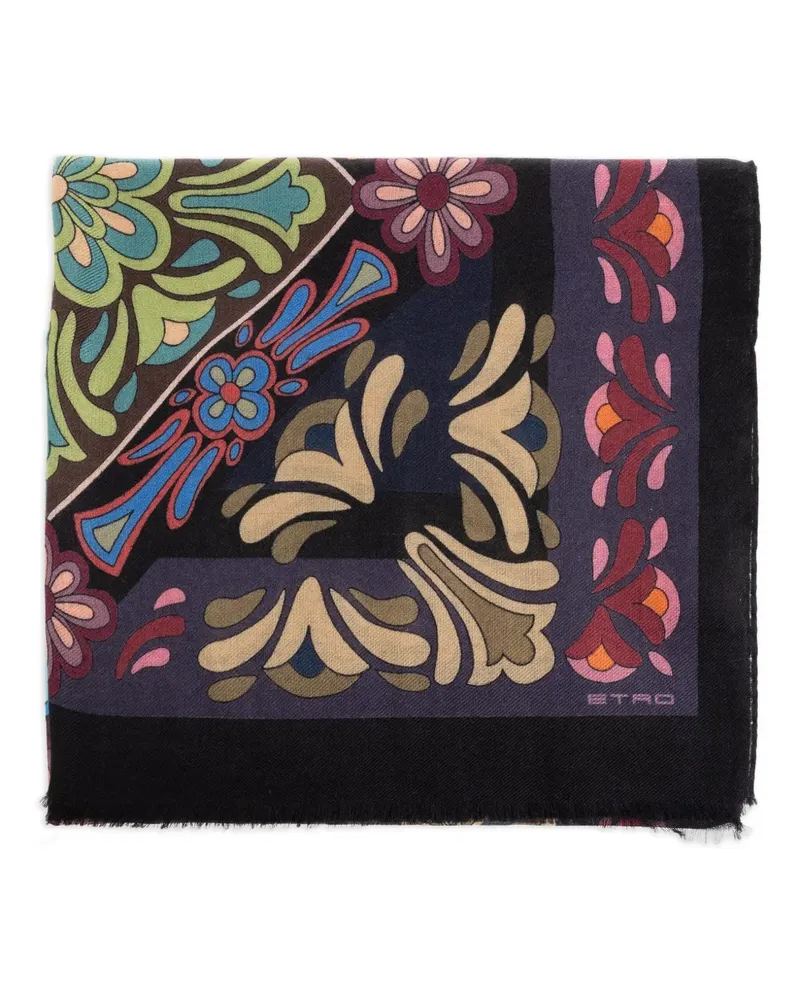 Etro Schal mit Blumen - Schwarz Schwarz