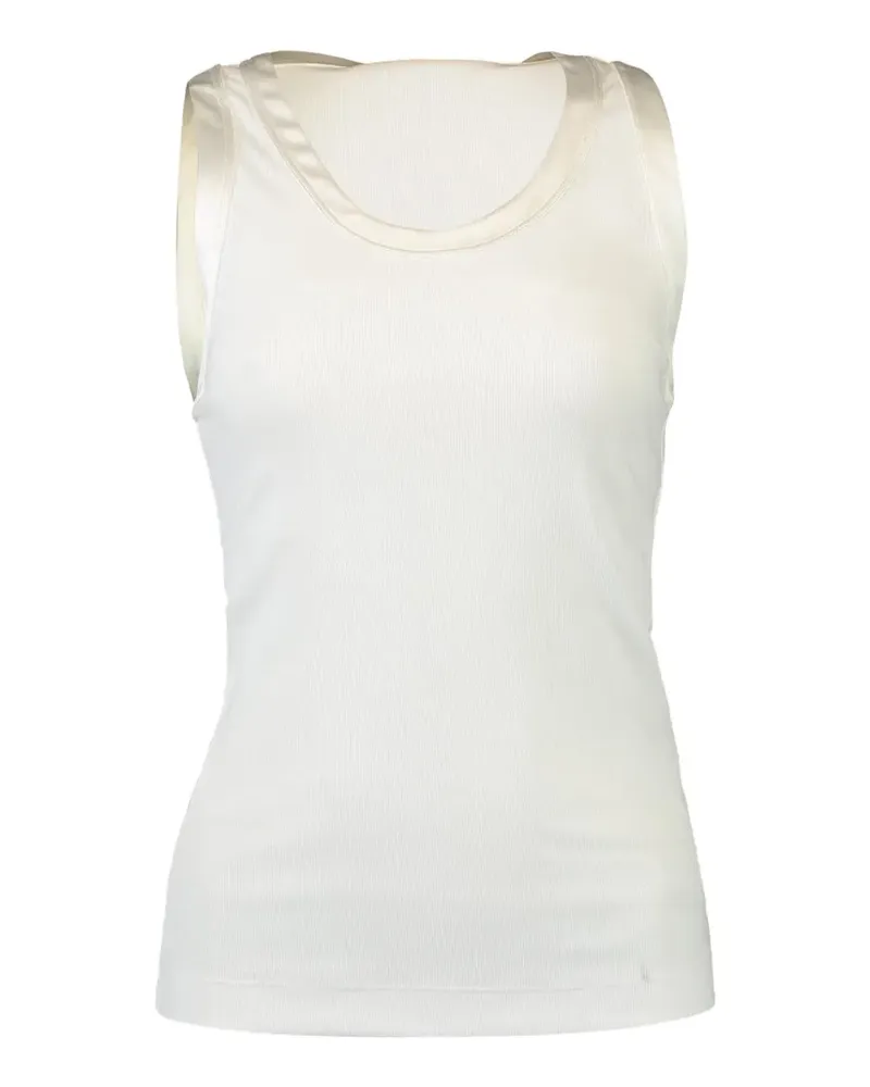 Brunello Cucinelli Geripptes Tanktop mit Seidenbesatz - Weiß Weiß