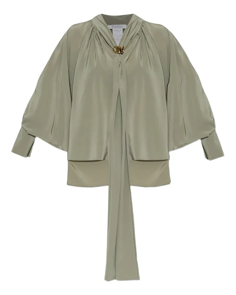 Max Mara Bluse mit Schleifenkragen - Grün Grün