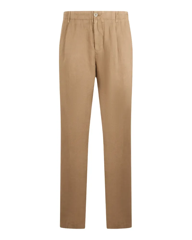 120% Lino pleat-detail linen trousers - Nude Nude