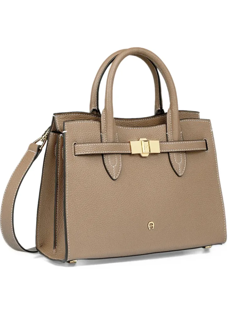 Aigner M Farah grained leather tote bag - Braun Braun