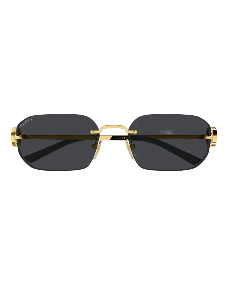 Gucci Rahmenlose Sonnenbrille mit GG-Logo - Gold Gold