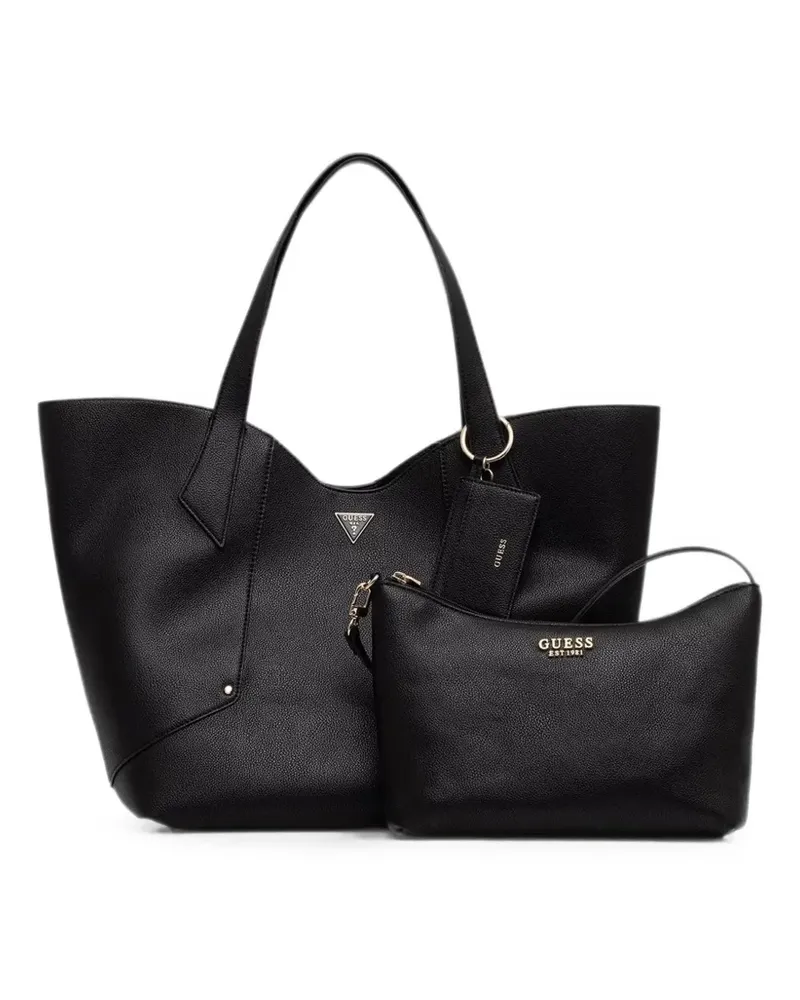 Guess Darcy logo-plaque pebbled tote bag - Schwarz Schwarz