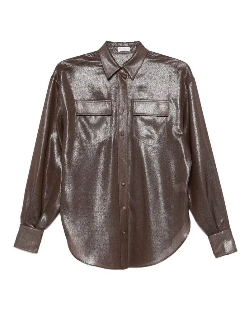 Brunello Cucinelli Hemd im Metallic-Look - Braun Braun