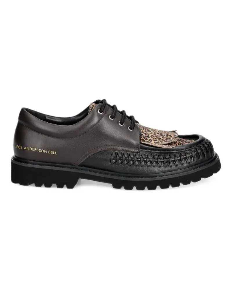 Andersson Bell Geflochtene Schnürschuhe mit Leopardenprint - Braun Braun