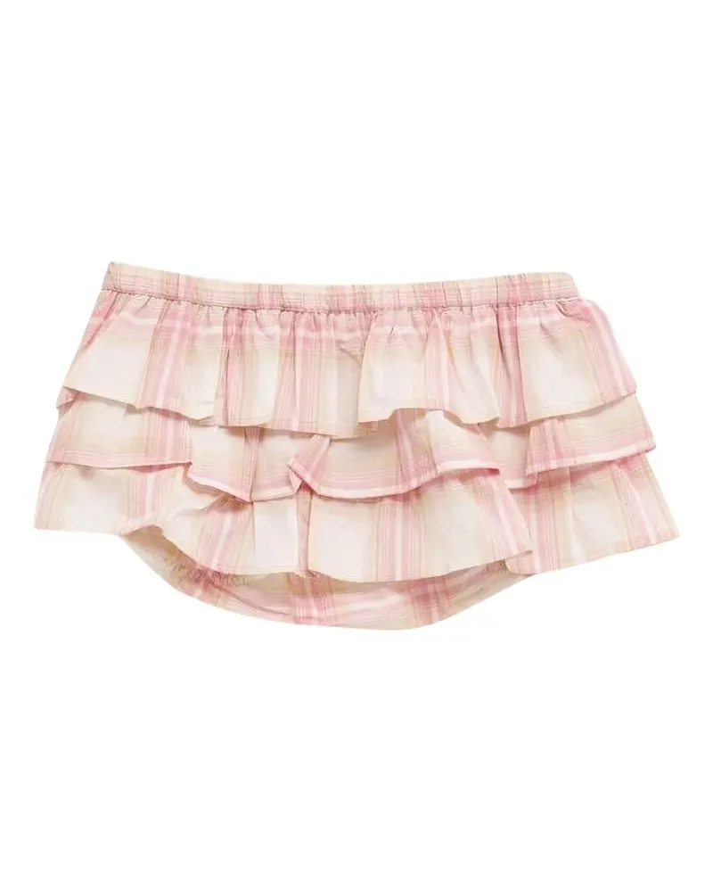 GIMAGUAS Jardin ruffled checkered shorts - Weiß Weiß