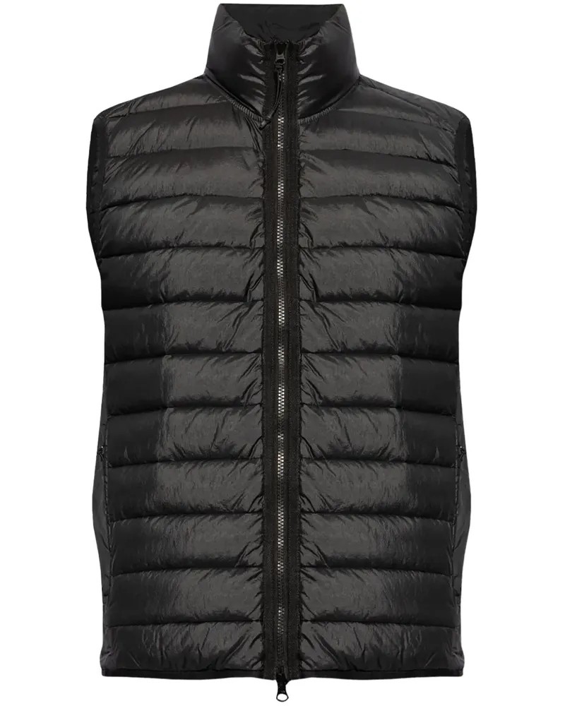 Stone Island Gefütterte Weste mit Kompass-Logo - Schwarz Schwarz