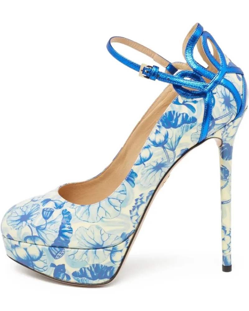 Charlotte Olympia Pre-owned Plateau-Pumps mit Blumen-Print 150mm - Blau Blau