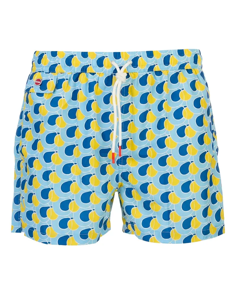 Kiton abstract-print swim shorts - Blau Blau