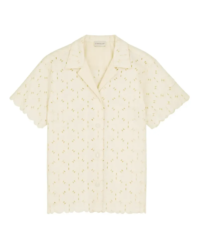 Moncler broderie-anglaise short-sleeves shirt - Nude Nude