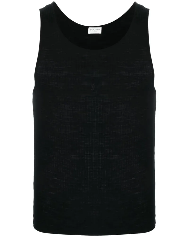 Saint Laurent Geripptes Trägershirt mit Logo - Schwarz Schwarz