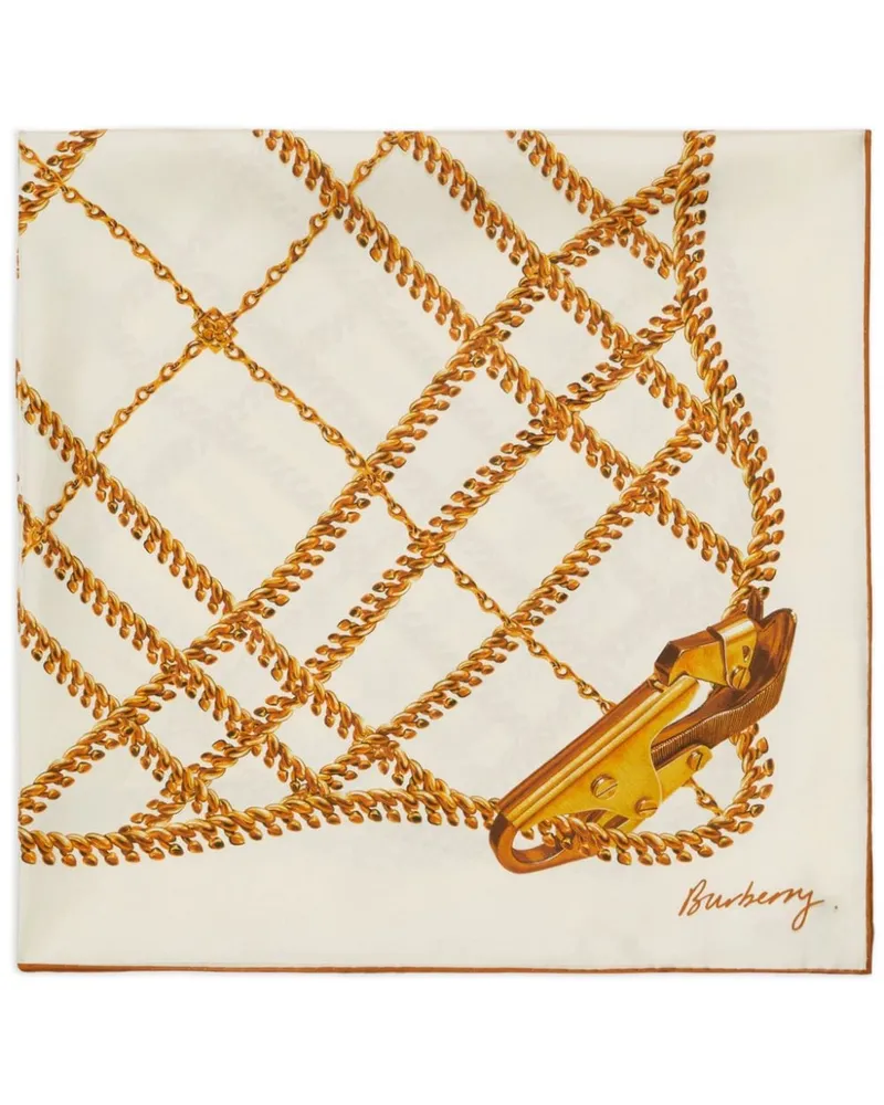 Burberry Seidenschal mit Chain Check-Print - Nude Nude