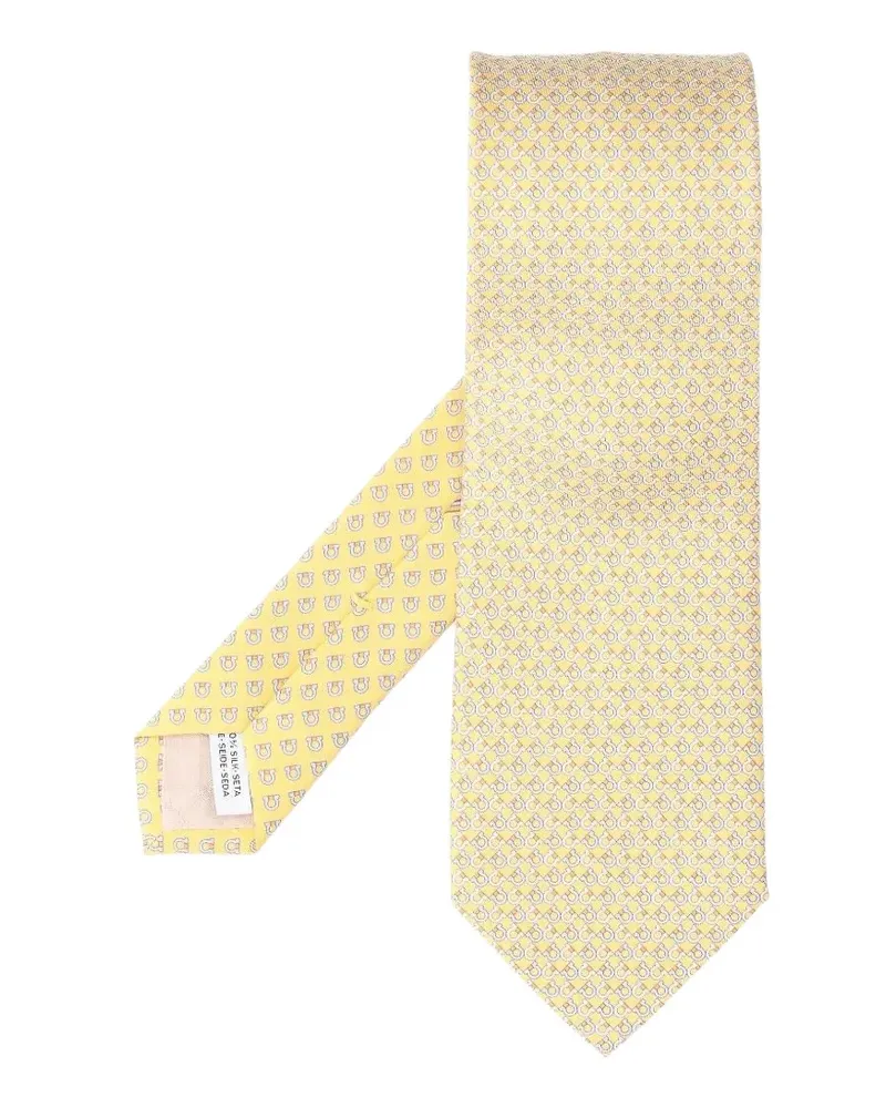 Ferragamo Gancini Seidenkrawatte mit quadratischem Print - Gelb Gelb