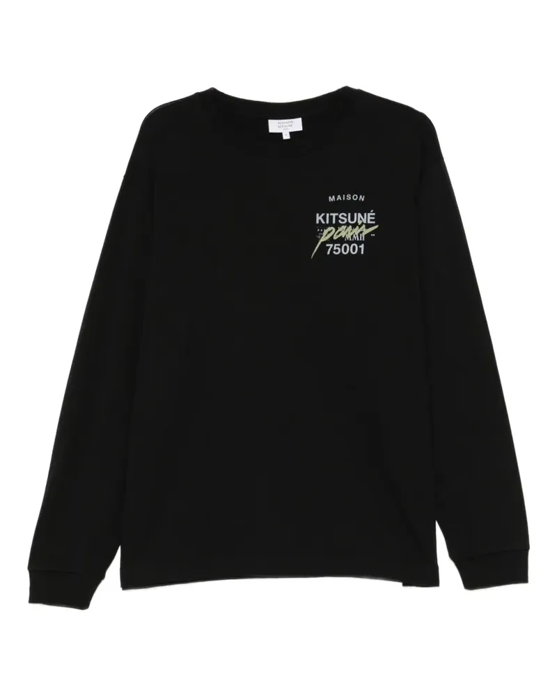 Kitsuné Langarmshirt mit Logo-Print - Schwarz Schwarz
