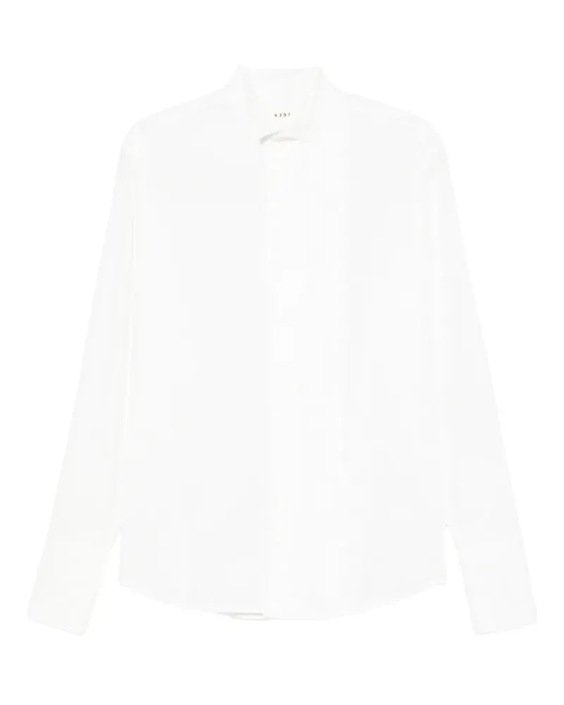 6397 Langärmeliges Hemd mit Falten - Weiß Weiß