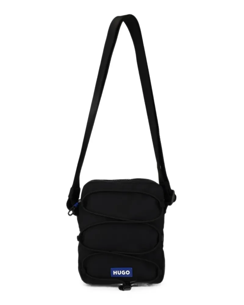 HUGO BOSS bungee-cord logo-patch messenger bag - Schwarz Schwarz
