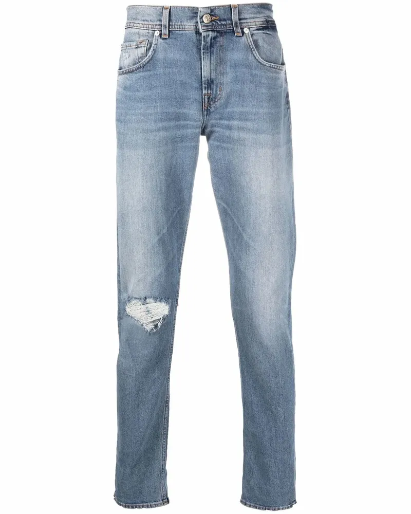 7 for all mankind Gerade Jeans in Distressed-Optik - Blau Blau