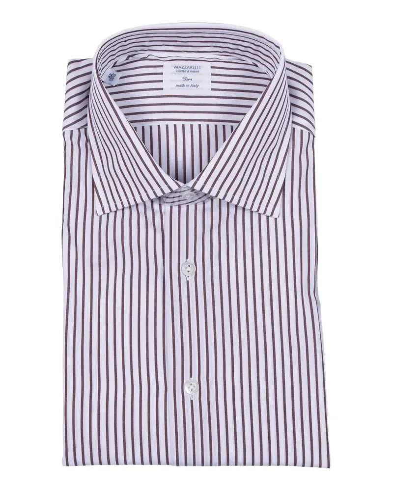MAZZARELLI striped-pattern slim-fit shirt - Weiß Weiß