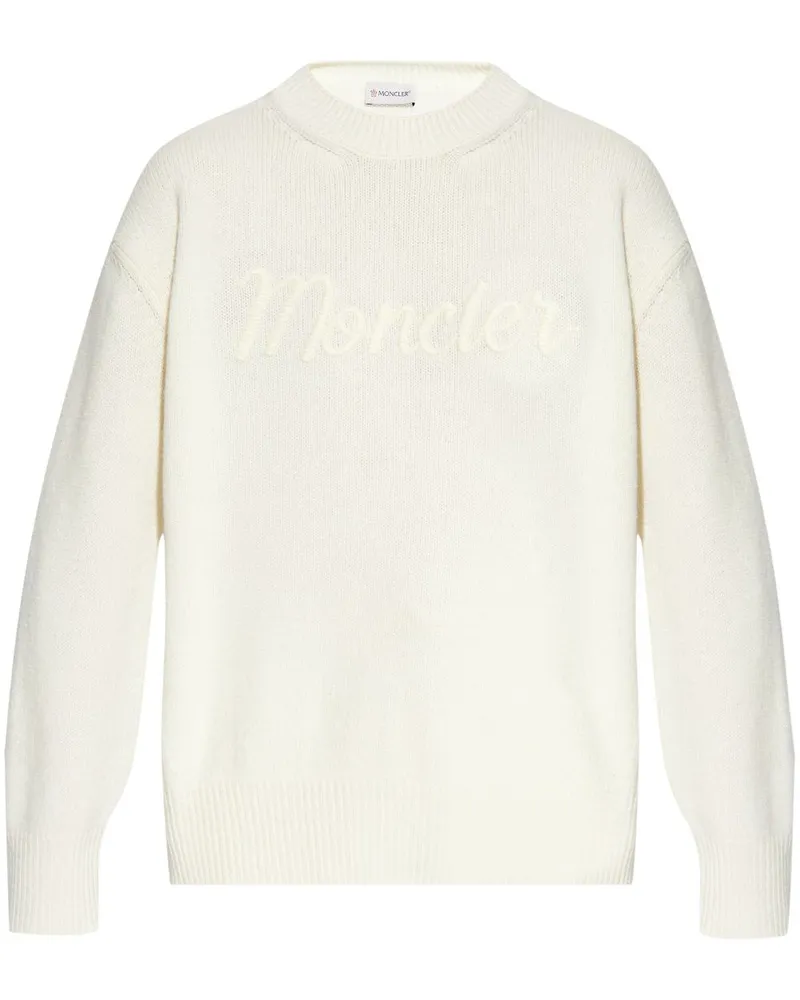 Moncler Sweatshirt mit Logo-Stickerei - Weiß Weiß