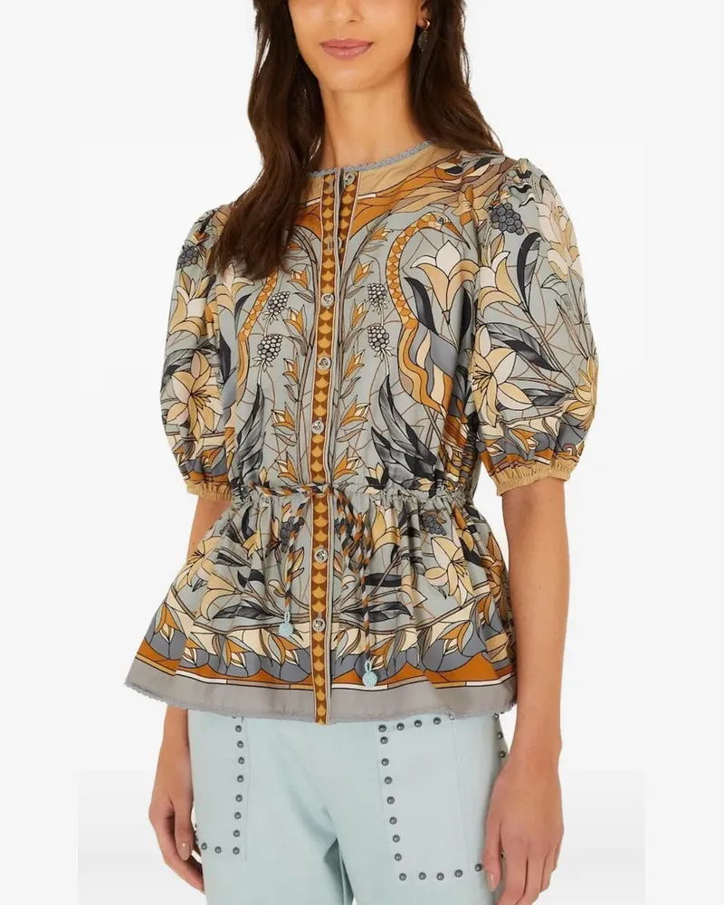 FARM Rio Stained Glass Bluse mit Blumenprint - Blau Blau