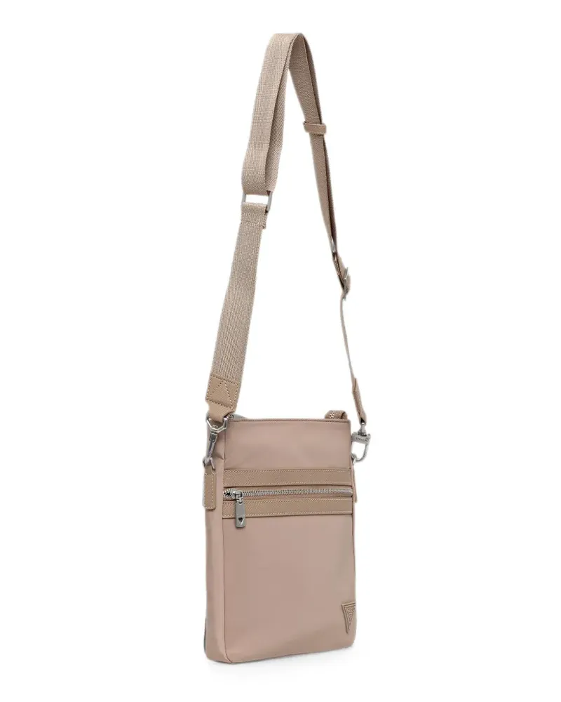 Guess logo-detail zip-fastening messenger bag - Nude Nude