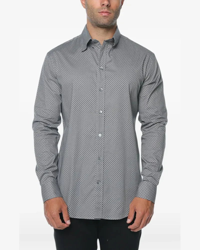 Emporio Armani Hemd mit geometrischem Print - Grau Grau