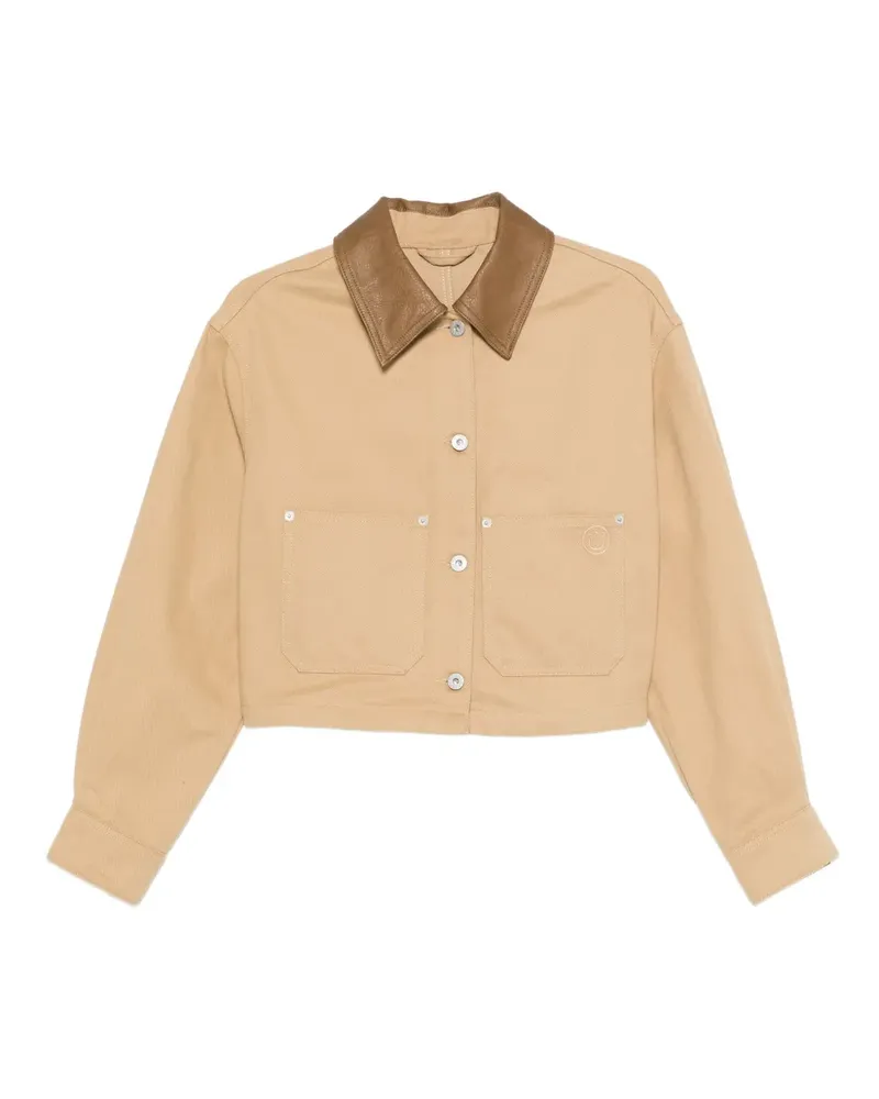 HUGO BOSS Cropped-Jacke mit Kontrastkragen - Braun Braun