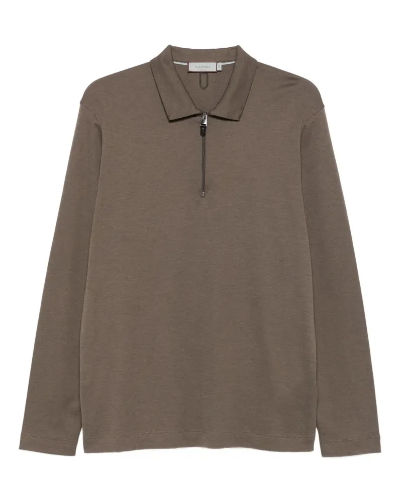 Canali Langärmeliger Pullover mit Reißverschluss - Braun Braun