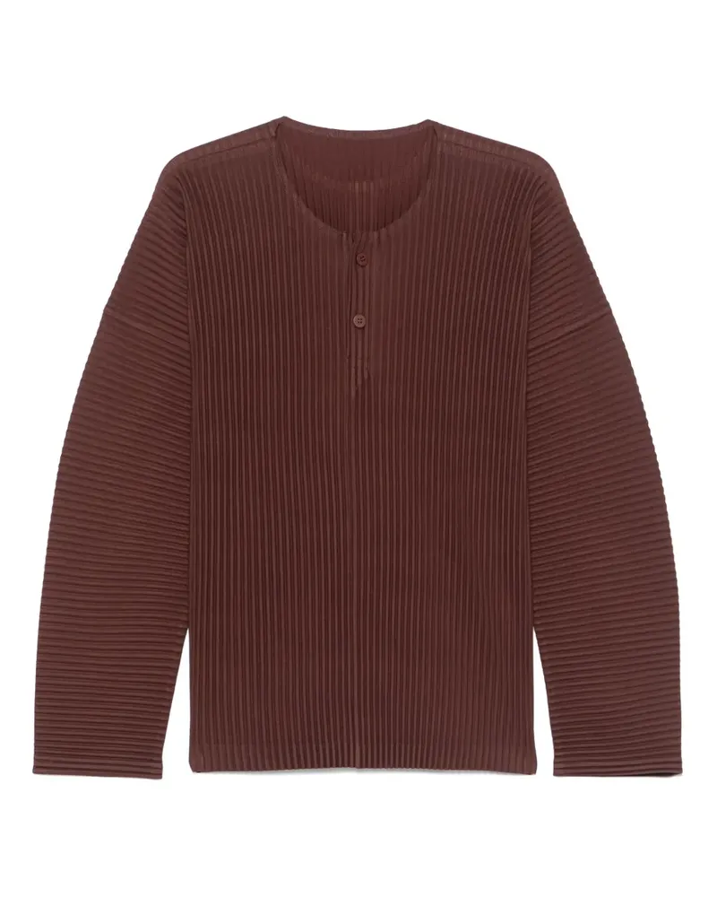 Issey Miyake Plissiertes T-Shirt - Braun Braun