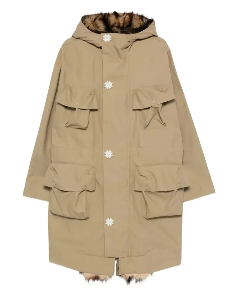 Simone Rocha Parka mit Pelztaschen - Nude Nude