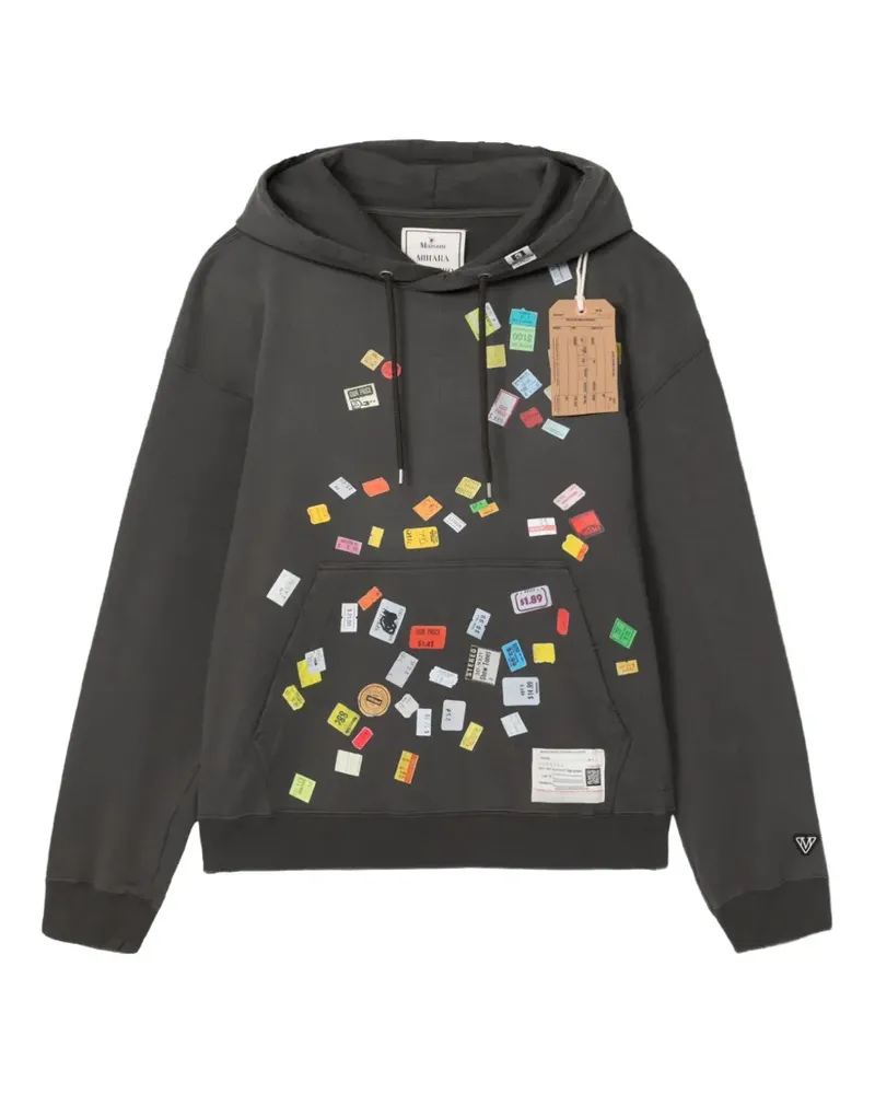 MIHARAYASUHIRO Hoodie mit Preisschild-Print - Schwarz Schwarz