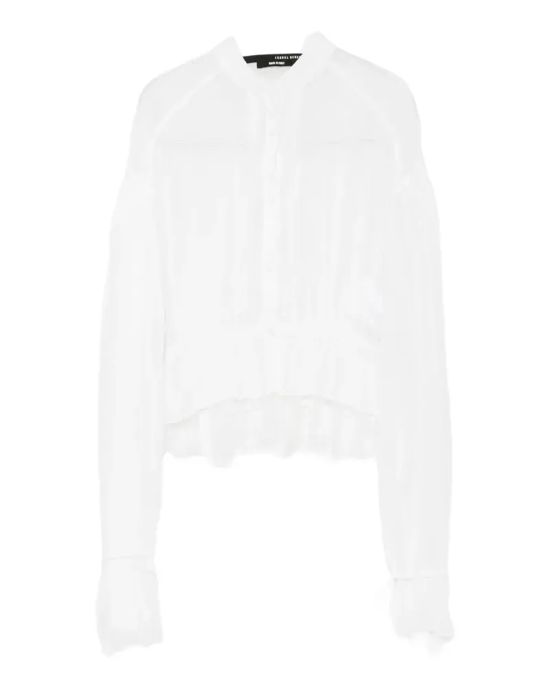 Isabel Benenato lace-trim cropped shirt - Weiß Weiß