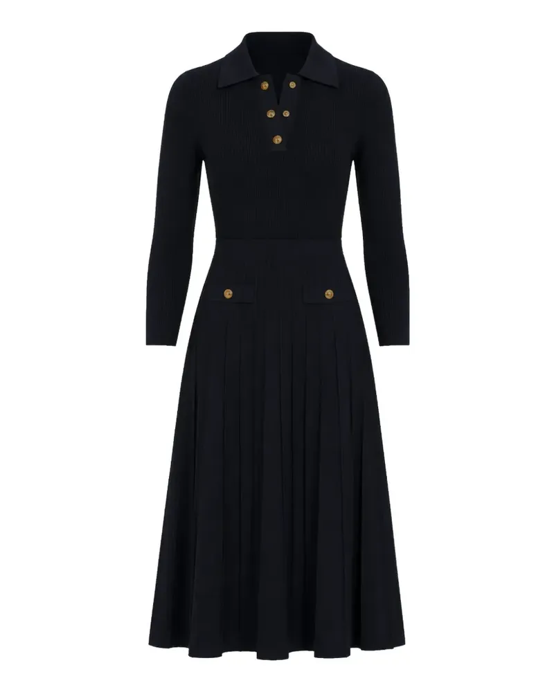 Michael Kors ribbed-knit pleated midi dress - Blau Blau
