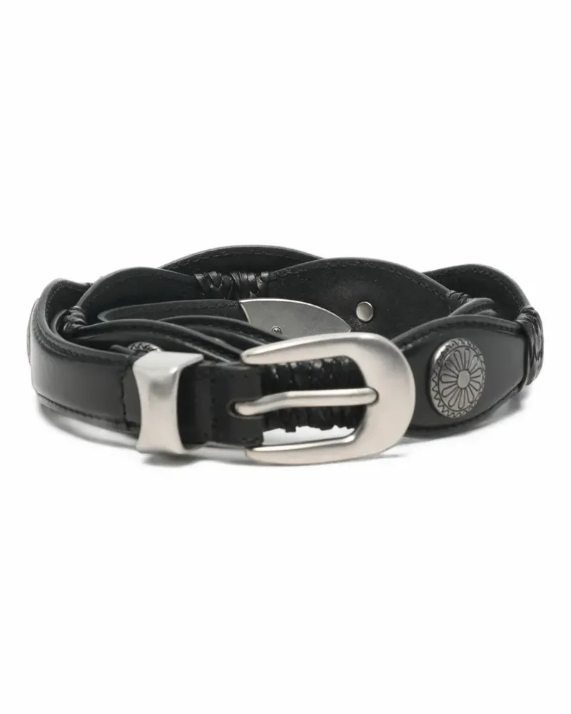 MAISON HOTEL concho braided-detail belt - Schwarz Schwarz