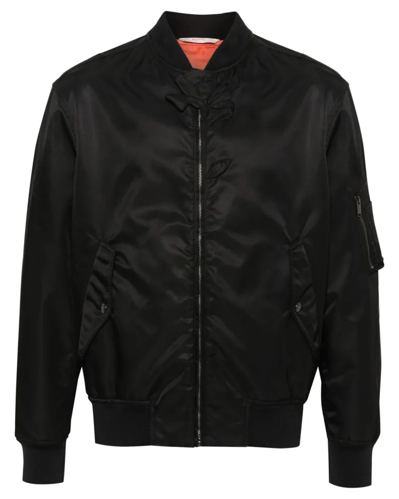 Valentino Garavani Bomberjacke mit Blumenstickerei - Schwarz Schwarz