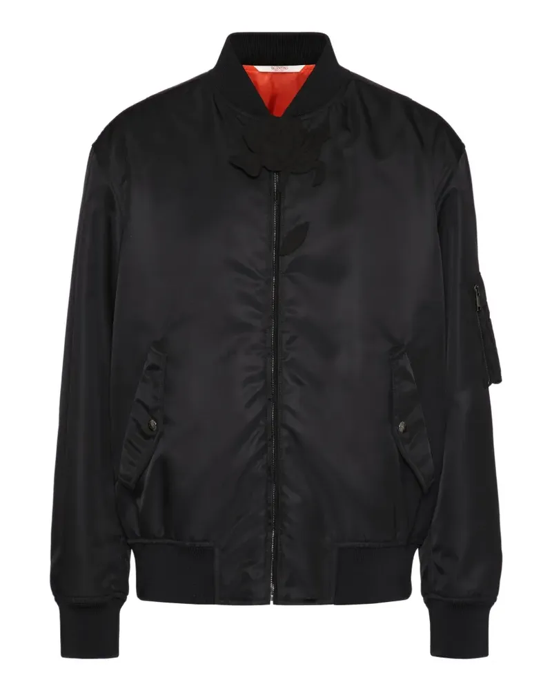 Valentino Garavani Bomberjacke mit Blumenstickerei - Schwarz Schwarz