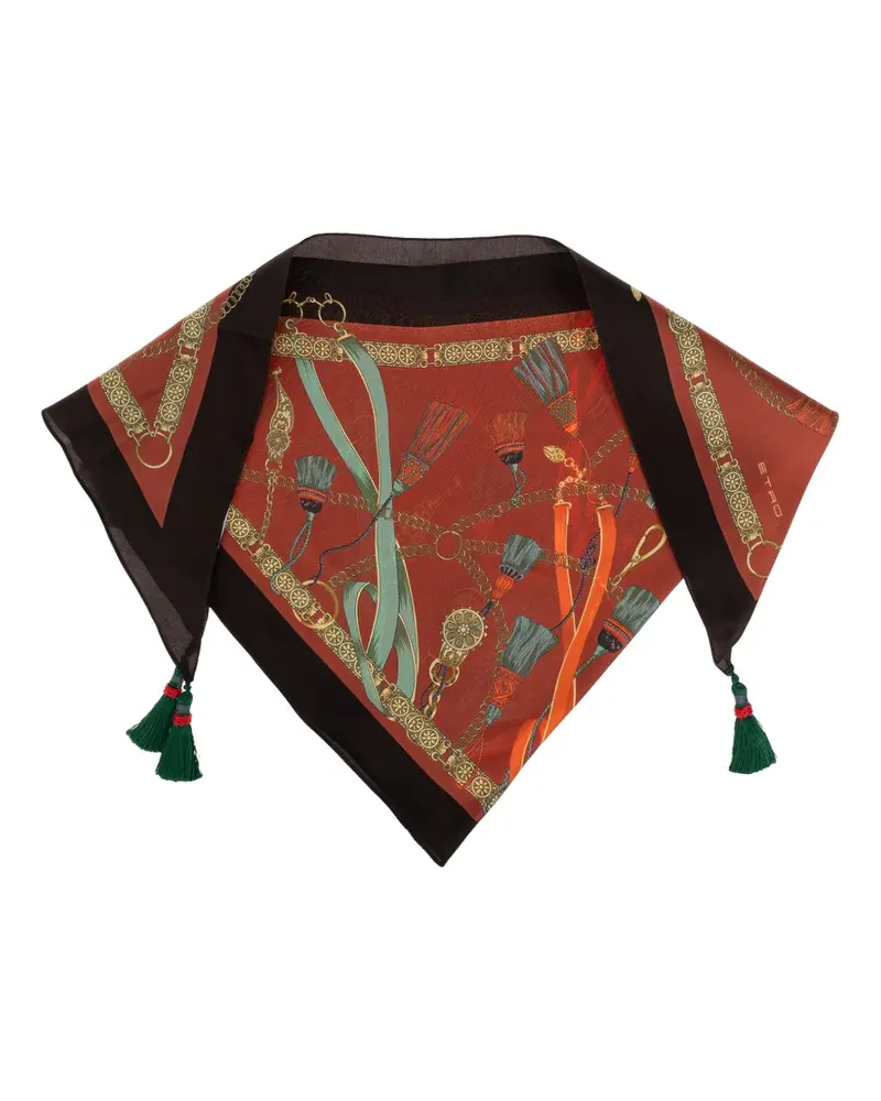 Etro tassel-embellished silk triangle scarf - Rot Rot
