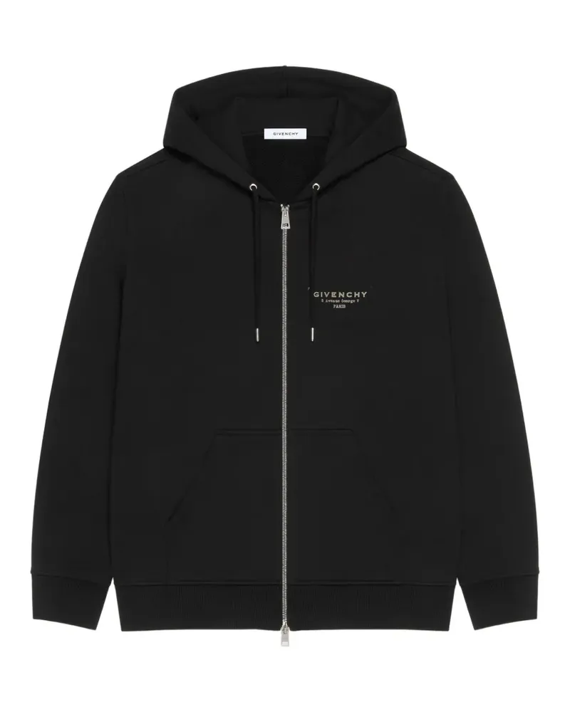 Givenchy Kapuzenjacke aus Fleece mit  Stamp-Print - Schwarz Schwarz