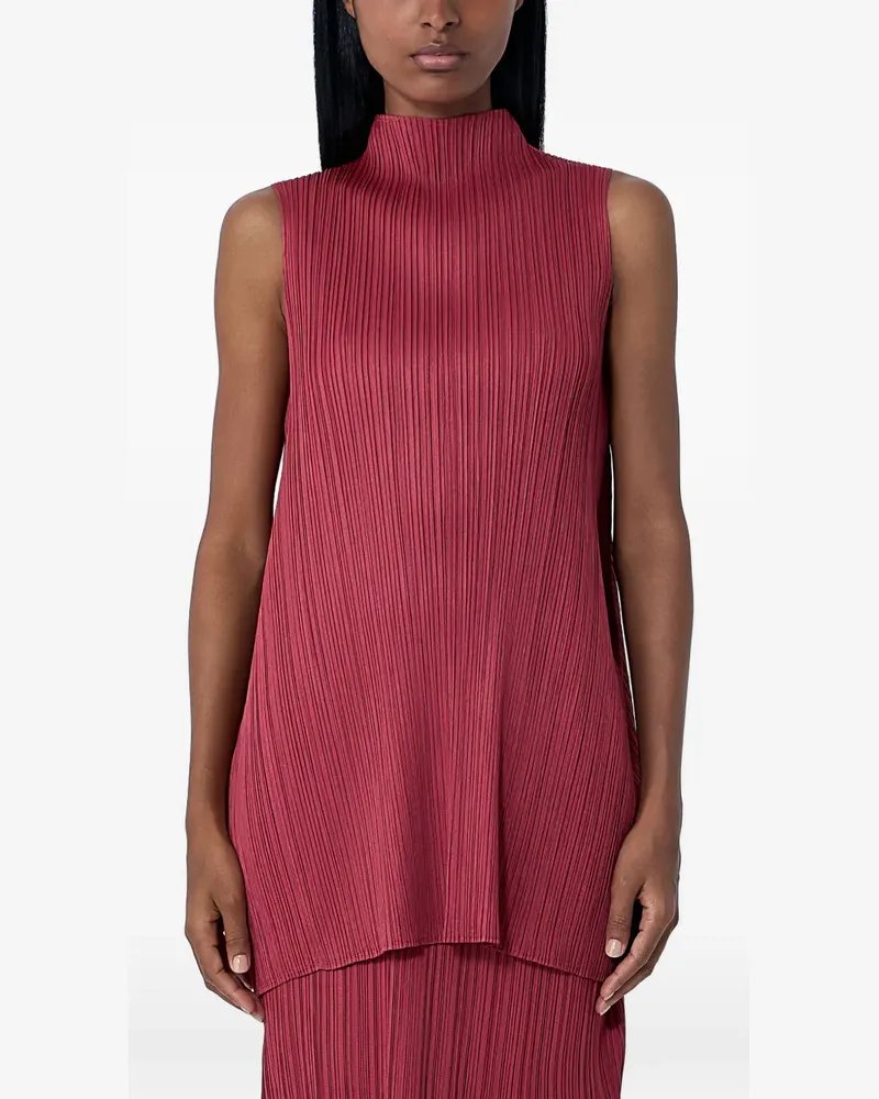 Issey Miyake pleated stand-collar top - Rot Rot