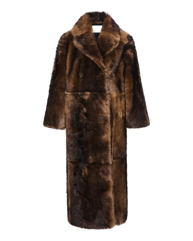 Yves Salomon Mantel aus Shearling mit Pelzoptik - Braun Braun