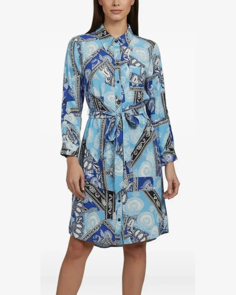 Diane von Furstenberg Kleid mit Print und langen Ärmeln - Blau Blau