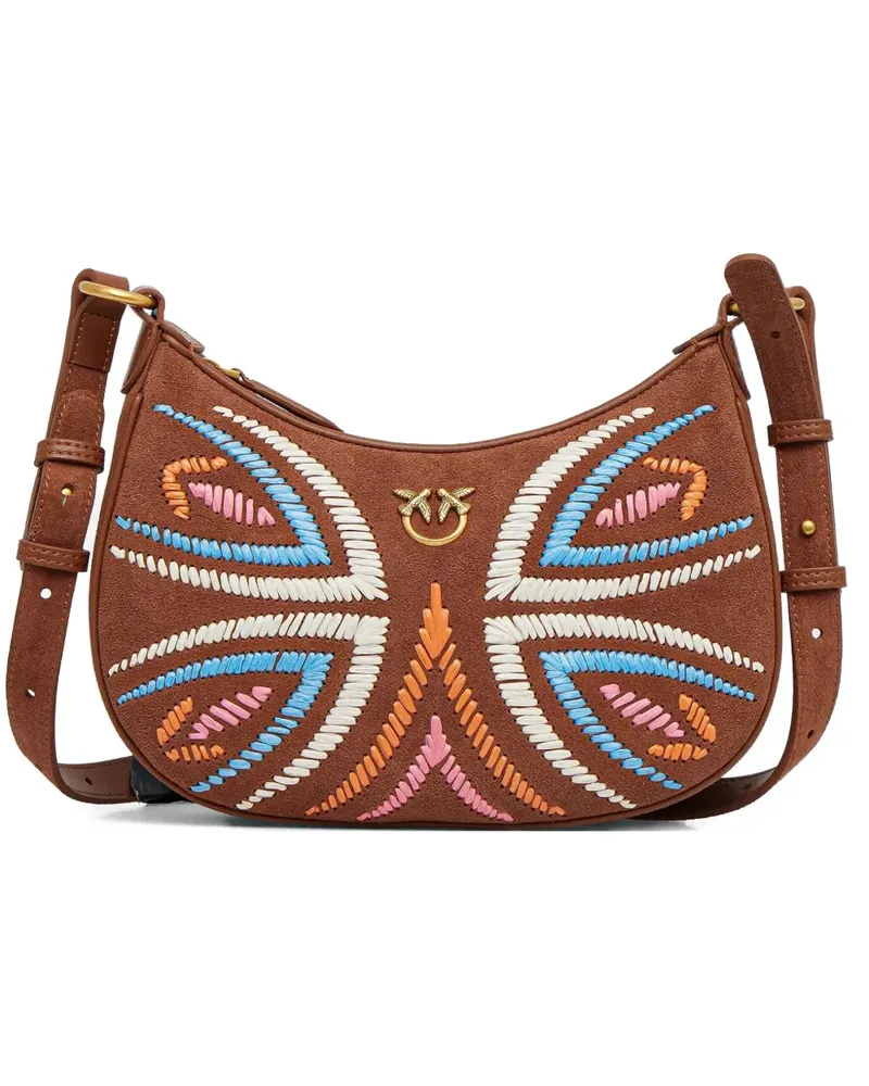 Pinko Umhängetasche mit Stickerei - Braun Braun