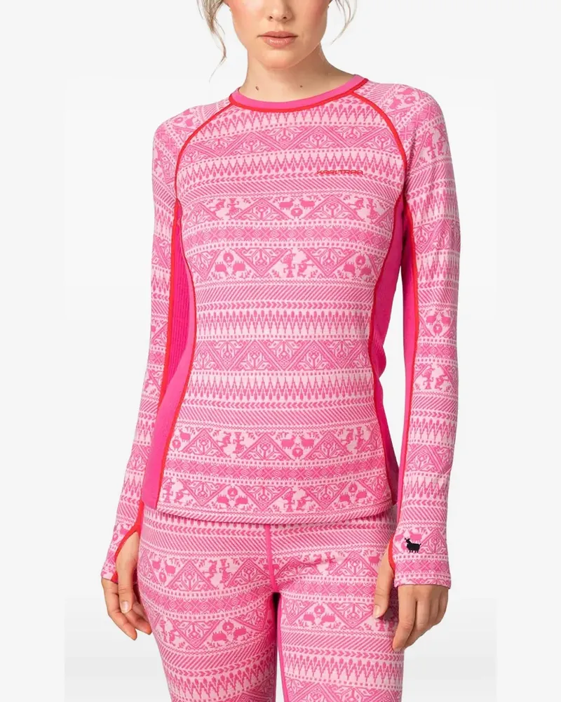 Kari Traa Tale Baselayer-Top mit geometrischem Muster - Rosa Rosa