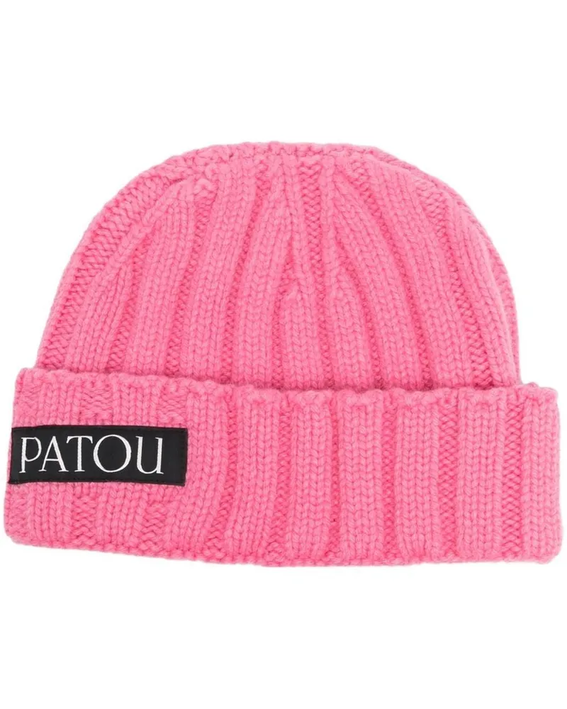 Patou Handschuhe mit Logo-Patch Rosa