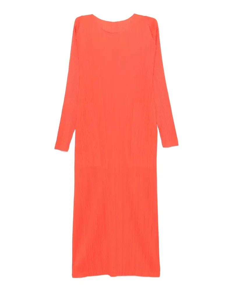 Issey Miyake pleated long-sleeve midi dress - Rot Rot
