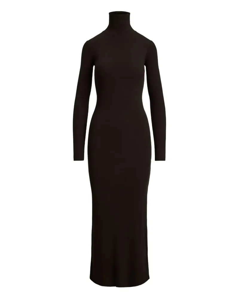 Ralph Lauren Geripptes Rollkragenkleid - Braun Braun