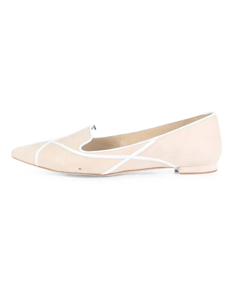 Manolo Blahnik pointed-toe flat pumps - Nude Nude