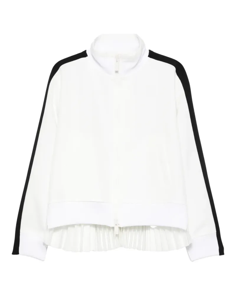 Sacai Gestreifte Jacke mit Falten - Weiß Weiß