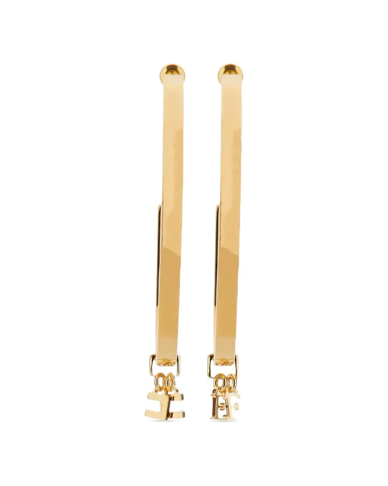 Elisabetta Franchi Creolen mit Logo-Anhänger - Gold Gold